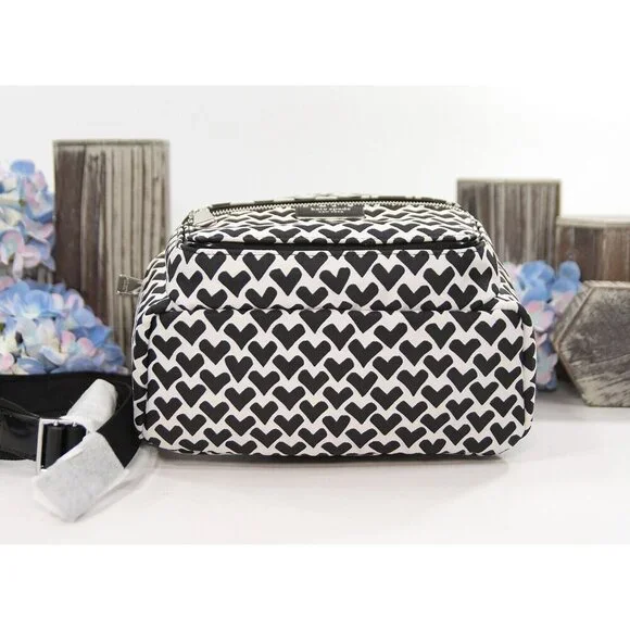 Kate Spade Sam Icon Black White Heart Nylon Jacquard Small Backpack Bag NWT - Picture 6 of 7